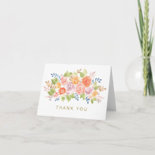 Aquarell-Blumen-Roségold Allgemeine Danksagung Dankeskarte