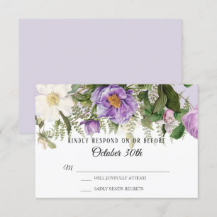 Aquarell-Blumen-Rosen-Pfingstrose-Blattwerk-Lavend Einladung