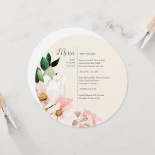 Aquarell-Blumen-Rund-Menü-Einladung Einladung