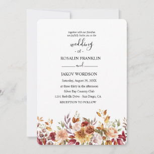Aquarell-Blumen-Rustikale-Hochzeit Einladung