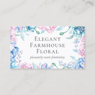 Aquarell Blumen & Rustikales Holz Elegantes Landha Visitenkarte