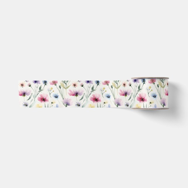 Aquarell-Blumen Satinband (Vorderseite)