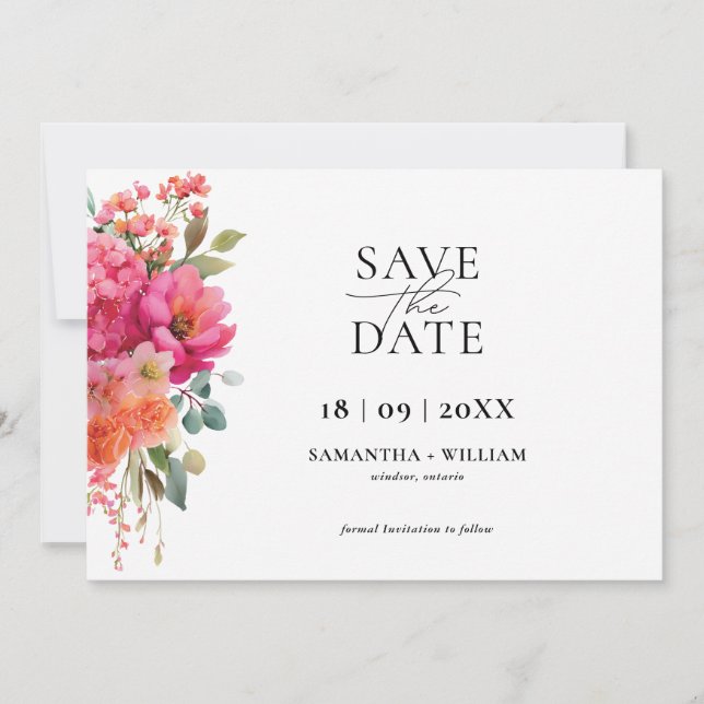 Aquarell-Blumen-Save-the-Date Einladung (Vorderseite)