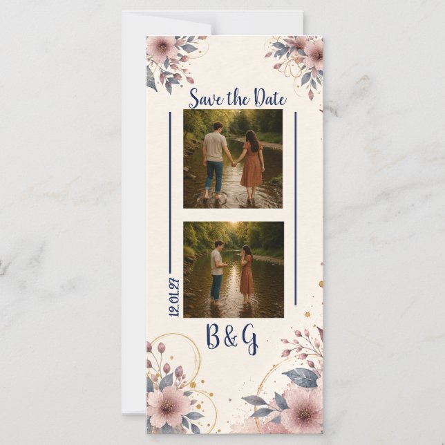 Aquarell-Blumen-Save-the-Date-Magnet Magneteinladung (Vorderseite)