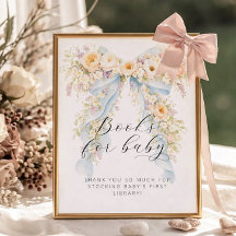 Aquarell-Blumen-Schleife Baby Shower Bücher für Ba