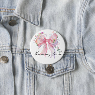 Aquarell-Blumen-Schleife Baby Shower - werdende Mu Button