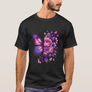 Aquarell-Blumen-Schmetterling T-Shirt