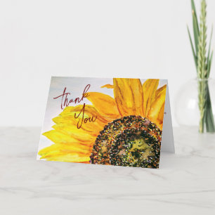 Aquarell-Blumen-Sonnenblume Dankeschön Karte