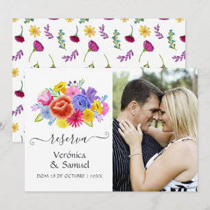 Aquarell-Blumen-Spanische-Fiesta-Hochzeitsfoto Save The Date