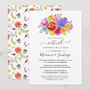 Aquarell-Blumen-Spanische-Fiesta-Virtual-Wedding Einladung