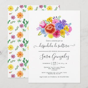 Aquarell-Blumen-Spanische-Hochzeitsdusche Einladung