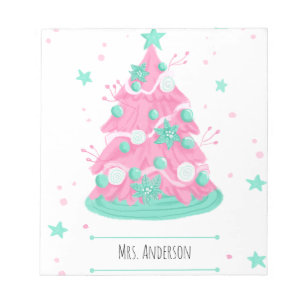Aquarell-Blumen-Sterne-Weihnachten-Lehrer-Notizblo Notizblock