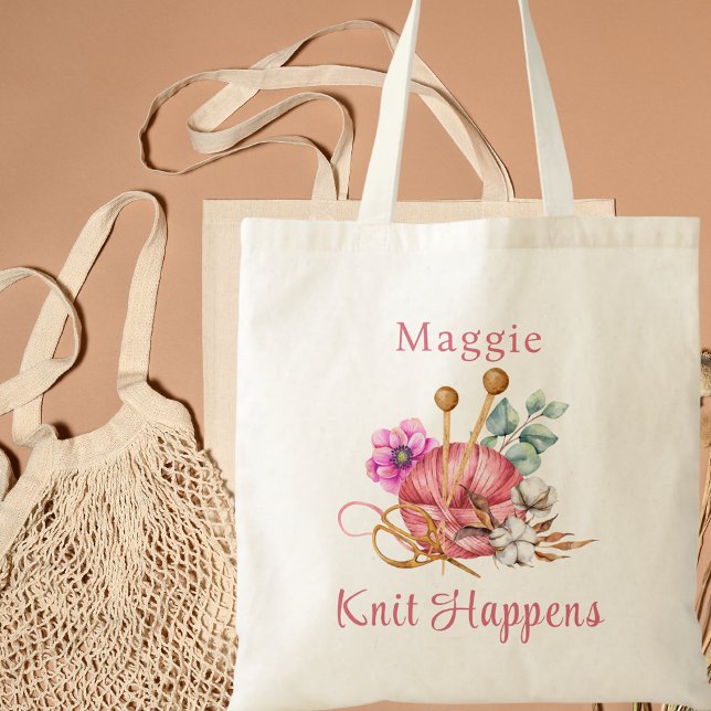 Aquarell-Blumen-Strick-Strickwaren-Stricken Tragetasche (Von Creator hochgeladen)
