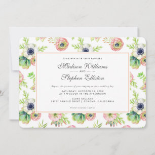 Aquarell Blumen & Sukkulenten - Hochzeit Einladung