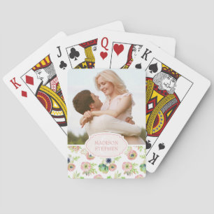 Aquarell Blumen & Sukkulenten - Hochzeitsfoto Spielkarten