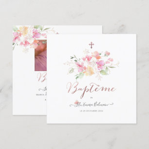 Aquarell Blumen Taufankündigung Einladung