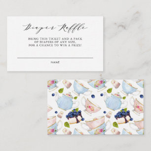 Aquarell-Blumen-Tee-Party-Windel-Raffle-Karte II Begleitkarte
