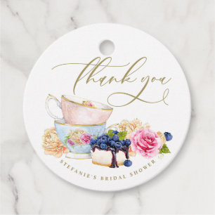 Aquarell-Blumen-Teetasse Blaubeer-Junggesellinnen- Geschenkanhänger