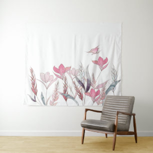 Aquarell-Blumen-Teppich Florale Wandkunst-Dekorati Wandteppich