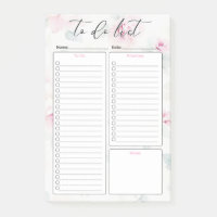 Aquarell-Blumen-To-Do-Liste Pastellblumen