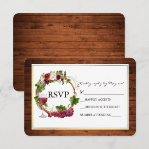 Aquarell-Blumen-Trauben-Kranz-Hochzeit RSVP Karte