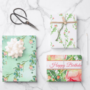 Aquarell Blumen und Blätter sortiert