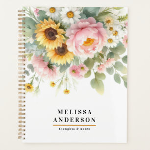 Aquarell-Blumen und -Blattwerk Modern elegant Planer