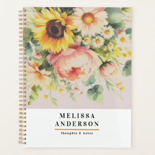 Aquarell-Blumen und -Blattwerk Modern elegant Planer