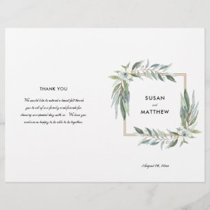 Aquarell Blumen und Grün, gefaltet Programm Flyer