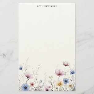 Aquarell-Blumen-Unterrand Wildblumen Briefpapier