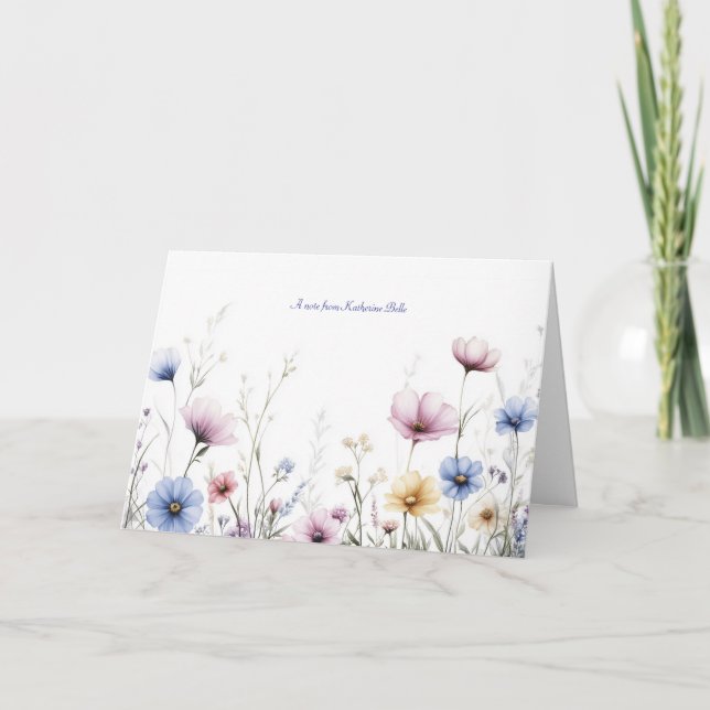 Aquarell-Blumen-Unterrand Wildblumen Karte (Vorderseite)