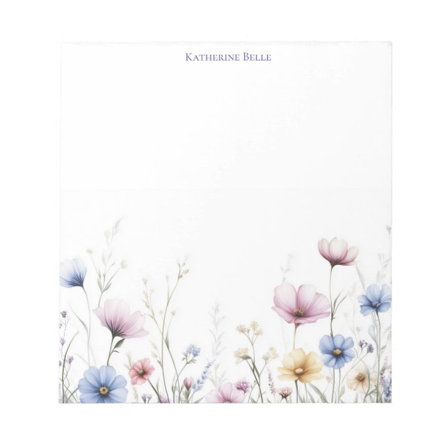 Aquarell-Blumen-Unterrand-Wildblumen Notizblock (Vorderseite)