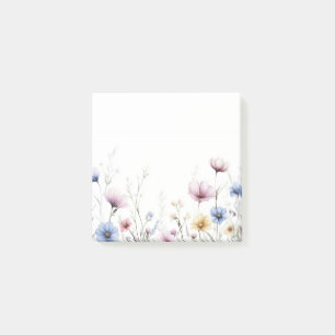 Aquarell-Blumen-Unterrand-Wildblumen Post-it Klebezettel