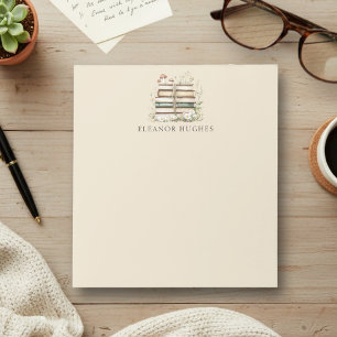 Aquarell-Blumen-Vintage-Bücher Personalisiert Notizblock
