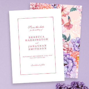 Aquarell-Blumen Vintage Pfirsich-Rosa Hochzeit Save The Date