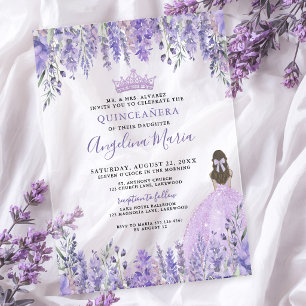 Aquarell-Blumen-Violette Quinceanera-Einladung Acryleinladungen