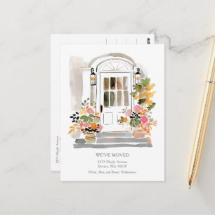 Aquarell-Blumen-Vorderseite Wir sind umgezogen Fam Postkarte