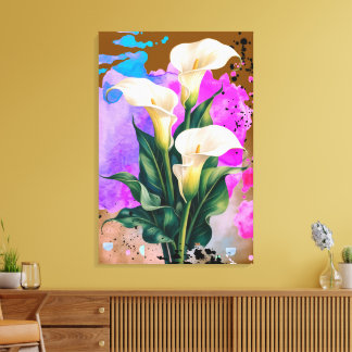 Aquarell-Blumen-Wandkunst Leinwanddruck