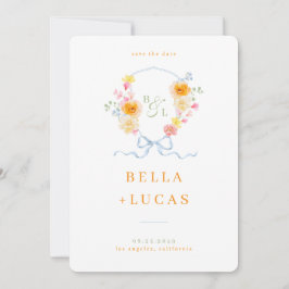 Aquarell-Blumen-Wappen-Monogramm-Frühlingshochzeit Save The Date
