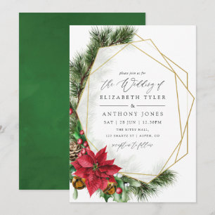 Aquarell-Blumen-Weihnachten-Geometrisch-Hochzeit Einladung