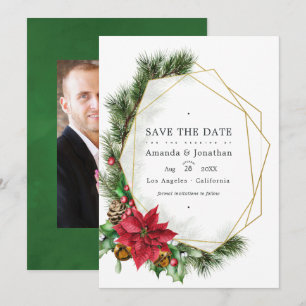 Aquarell-Blumen-Weihnachten-Geometrisch-Hochzeit Save The Date