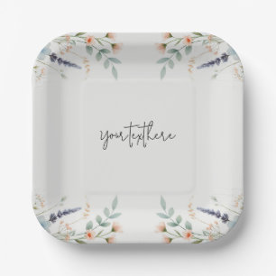 Aquarell-Blumen-Wildblumen-Frühjahrs-Hochzeit Pappteller