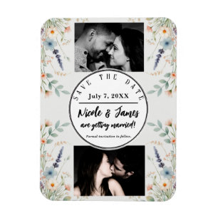 Aquarell-Blumen-Wildblumen-Frühling-Heiratsankündi Magnet