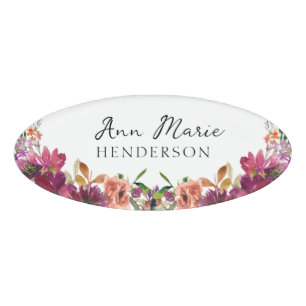 Aquarell-Blumen-Wildblumen Namenschild