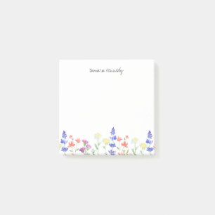 Aquarell Blumen Wildblumen Personalisierter Name  Post-it Klebezettel
