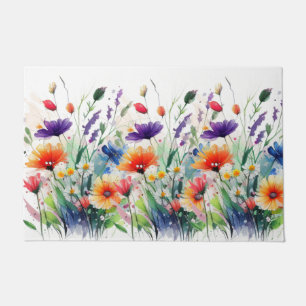 Aquarell-Blumen Wilde Blumen Trend Fußmatte