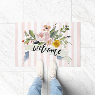 Aquarell-Blumen-Willkommen Fußmatte
