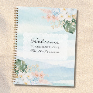 Aquarell-Blumen-Willkommens-Gästebuch Strandhaus Notizbuch