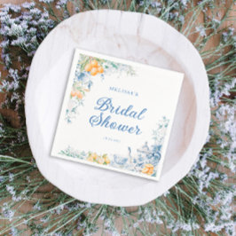 Aquarell Blumen & Zitronen Teezeremonie Party Brau Serviette