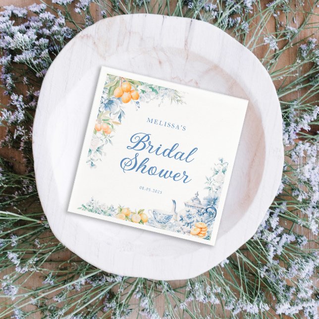 Aquarell Blumen & Zitronen Teezeremonie Party Brau Serviette (Von Creator hochgeladen)